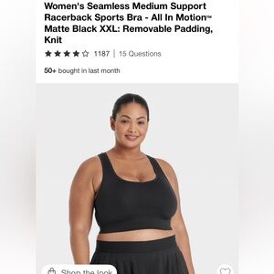 All In Motion Matte Black Racerback Sports Bra